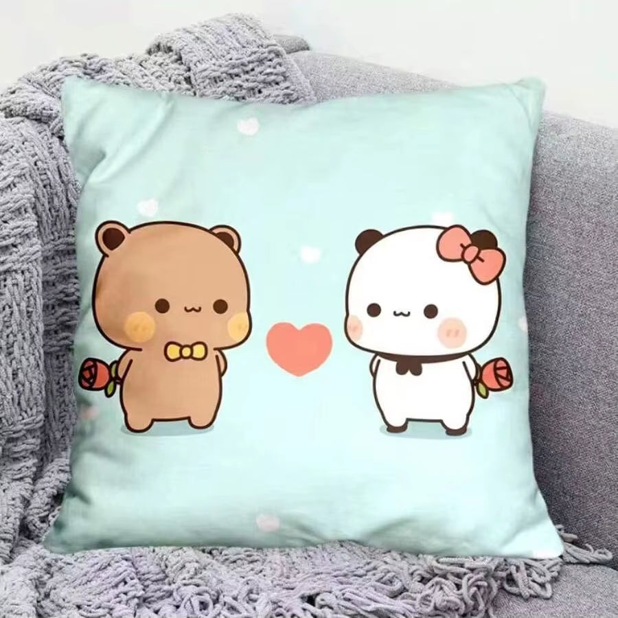 Yier Panda Cute Throw Pillow Bubu Dudu Cartoon Square Pillows Kawaii Anime Soft Waist Sofa Cushion Car Home Bedroom Decoration