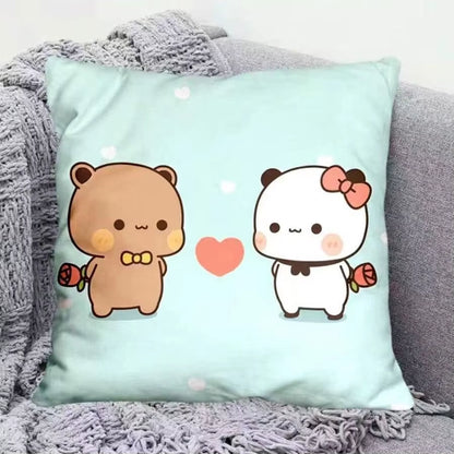 Yier Panda Cute Throw Pillow Bubu Dudu Cartoon Square Pillows Kawaii Anime Soft Waist Sofa Cushion Car Home Bedroom Decoration