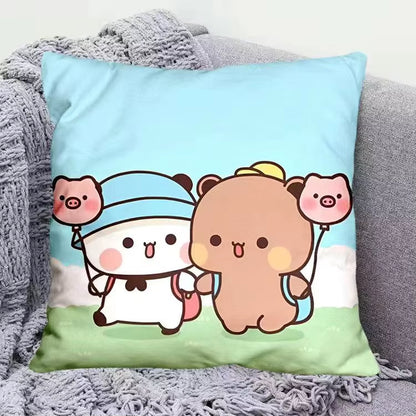 Yier Panda Cute Throw Pillow Bubu Dudu Cartoon Square Pillows Kawaii Anime Soft Waist Sofa Cushion Car Home Bedroom Decoration