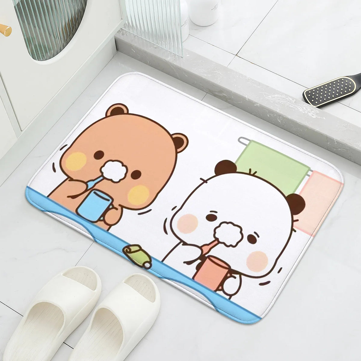 Bubu and Dudu Cartoon Welcome Mat - Non-Slip Entrance Doormat for Balcony, Bathroom, and Bedroom Decor
