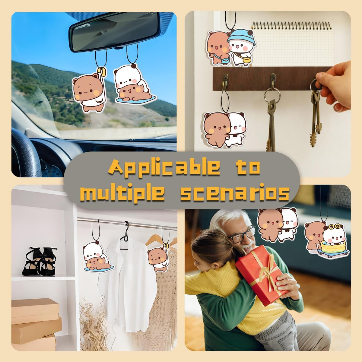 Bubu and Dudu Car Air Freshener Pad 6 Pcs,Car Accessories Mirror Decor Gift