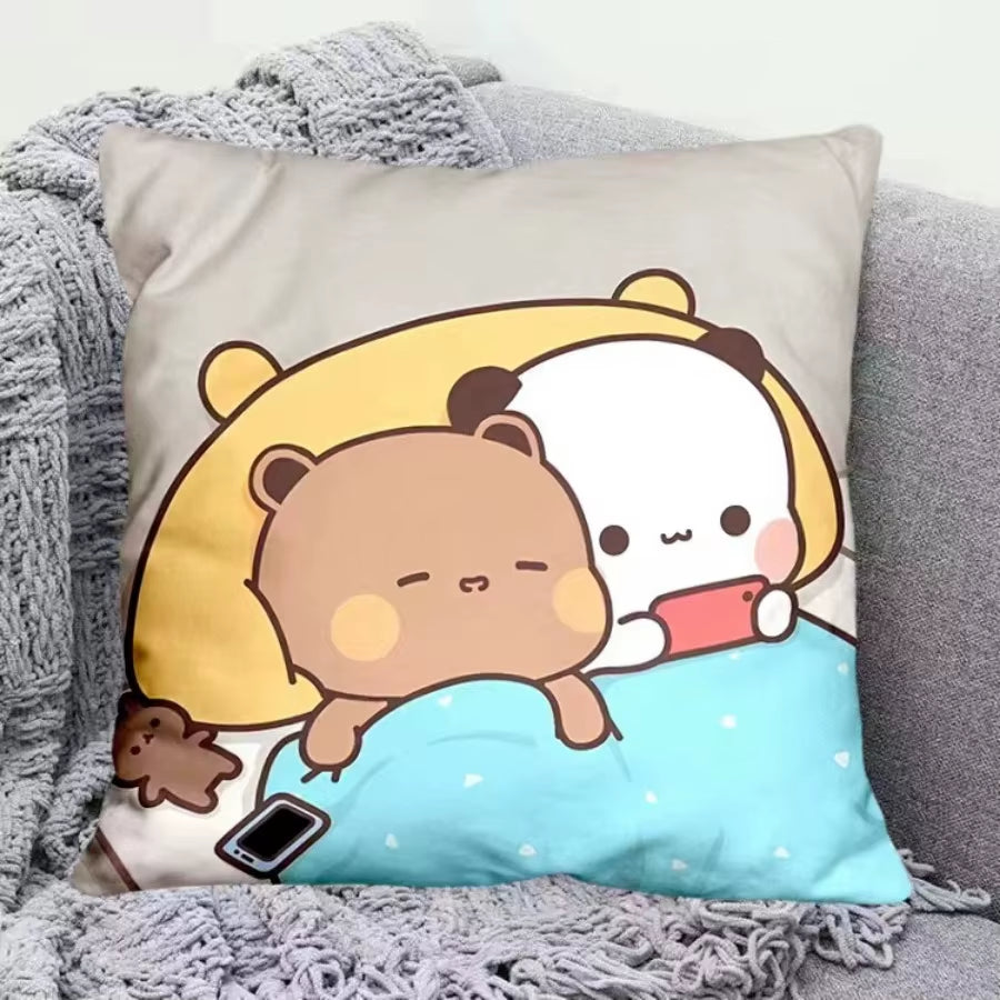 Yier Panda Cute Throw Pillow Bubu Dudu Cartoon Square Pillows Kawaii Anime Soft Waist Sofa Cushion Car Home Bedroom Decoration