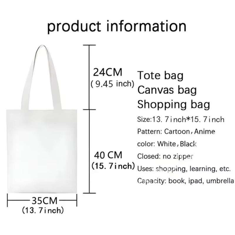 Bubu Dudu Anime Tote Bag Foldable Shopping Bag Tote Bag Aesthetic Fashion Canvas Reusable Shopping Bag Female