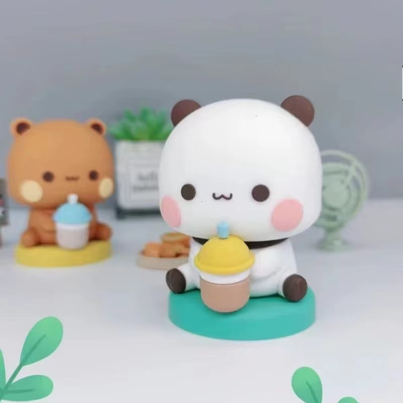 Cute Bubu Dudu Panda Bear Figure Kawaii Cartoon Panda Model Creative Exciting Spring Animal Car Ornaments