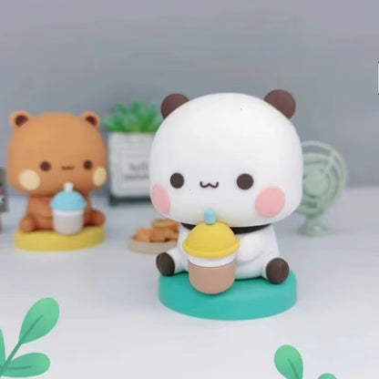 Cute Bubu Dudu Panda Bear Figure Kawaii Cartoon Panda Model Creative Exciting Spring Animal Car Ornaments