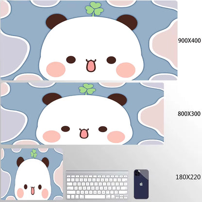 Kawaii Large Gaming Mouse Pad - Natural Rubber Desk Mat with Cute Bear Design for PC and Office Use