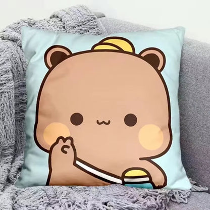 Yier Panda Cute Throw Pillow Bubu Dudu Cartoon Square Pillows Kawaii Anime Soft Waist Sofa Cushion Car Home Bedroom Decoration