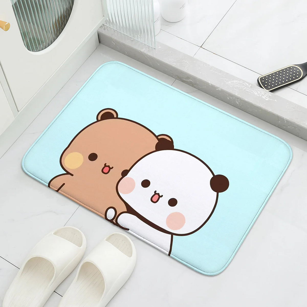 Bubu and Dudu Cartoon Welcome Mat - Non-Slip Entrance Doormat for Balcony, Bathroom, and Bedroom Decor