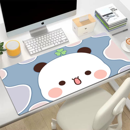 Kawaii Large Gaming Mouse Pad - Natural Rubber Desk Mat with Cute Bear Design for PC and Office Use