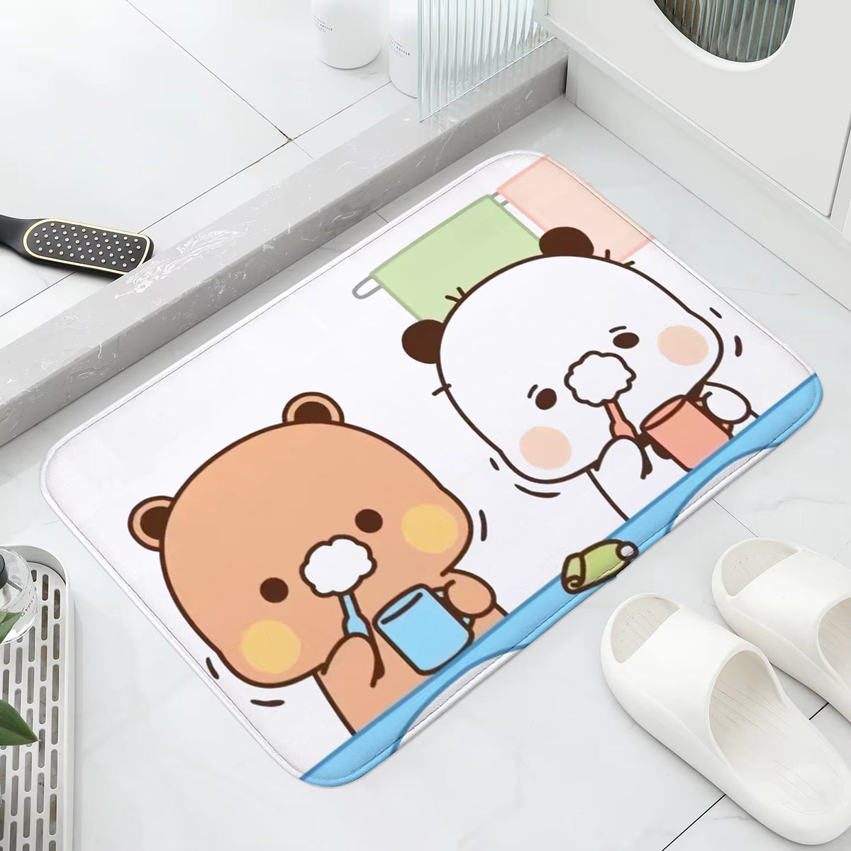 Bubu and Dudu Cartoon Welcome Mat - Non-Slip Entrance Doormat for Balcony, Bathroom, and Bedroom Decor