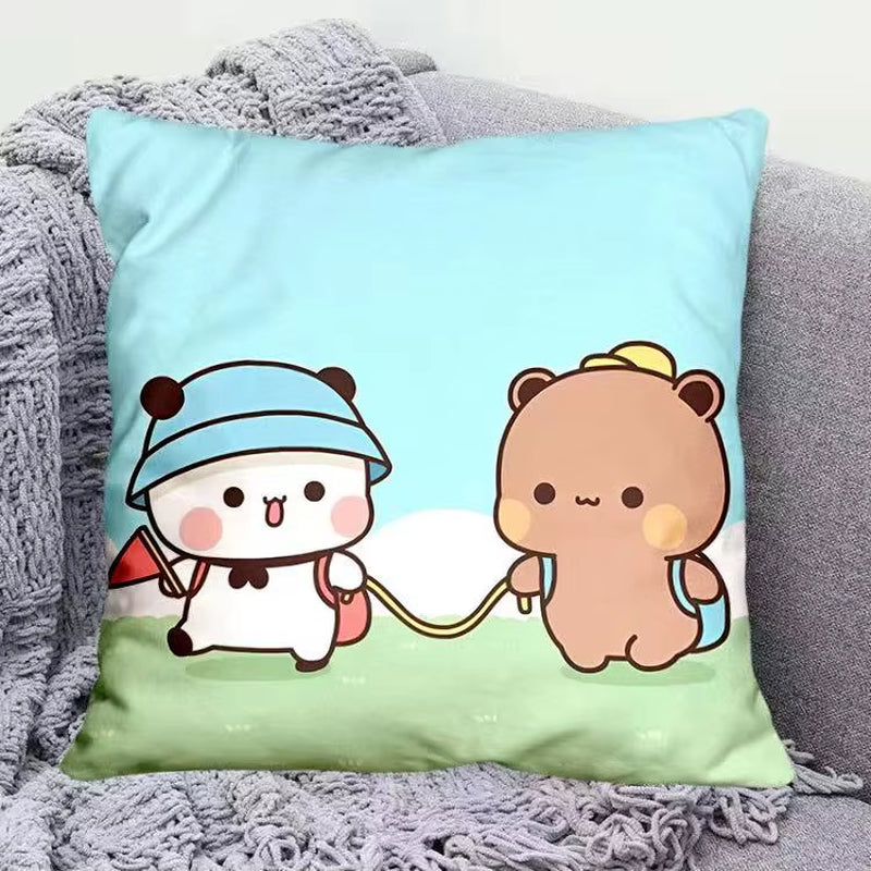 Yier Panda Cute Throw Pillow Bubu Dudu Cartoon Square Pillows Kawaii Anime Soft Waist Sofa Cushion Car Home Bedroom Decoration