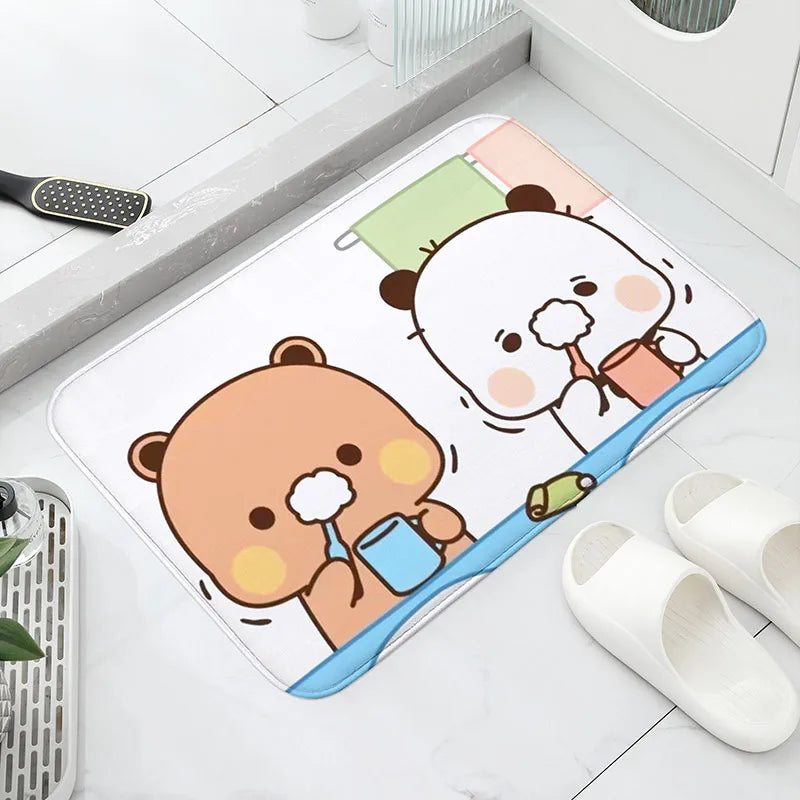Bubu and Dudu Cartoon Welcome Mat - Non-Slip Entrance Doormat for Balcony, Bathroom, and Bedroom Decor