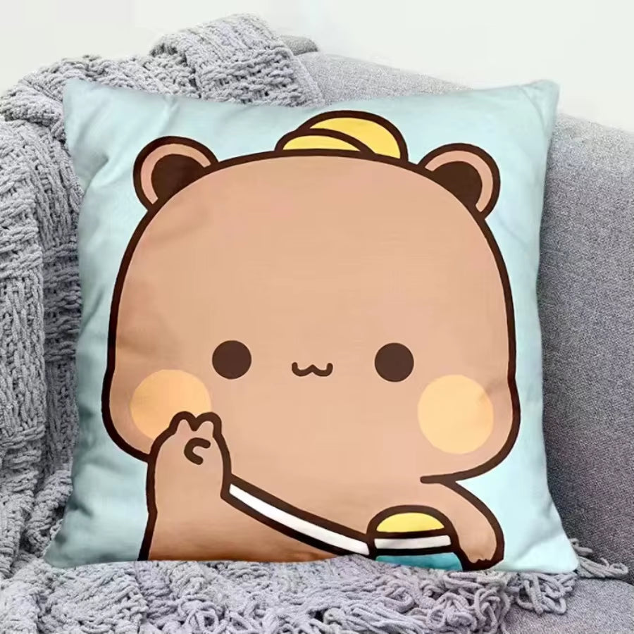 Yier Panda Cute Throw Pillow Bubu Dudu Cartoon Square Pillows Kawaii Anime Soft Waist Sofa Cushion Car Home Bedroom Decoration