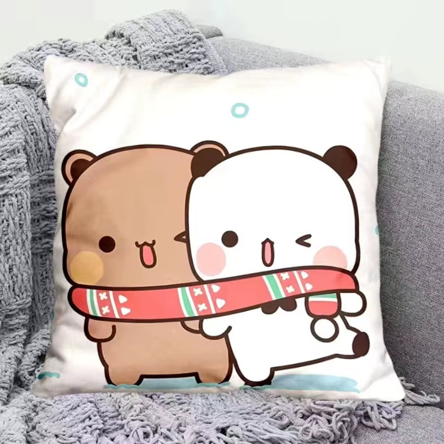Yier Panda Cute Throw Pillow Bubu Dudu Cartoon Square Pillows Kawaii Anime Soft Waist Sofa Cushion Car Home Bedroom Decoration