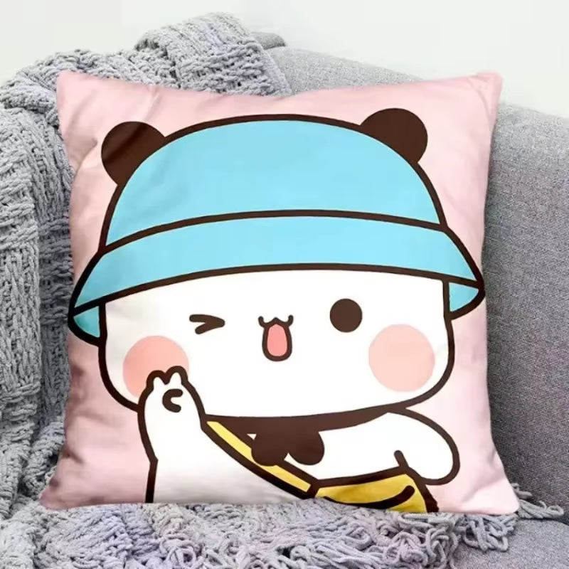 Yier Panda Cute Throw Pillow Bubu Dudu Cartoon Square Pillows Kawaii Anime Soft Waist Sofa Cushion Car Home Bedroom Decoration