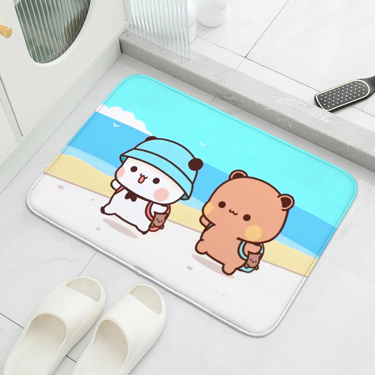 Bubu and Dudu Cartoon Welcome Mat - Non-Slip Entrance Doormat for Balcony, Bathroom, and Bedroom Decor