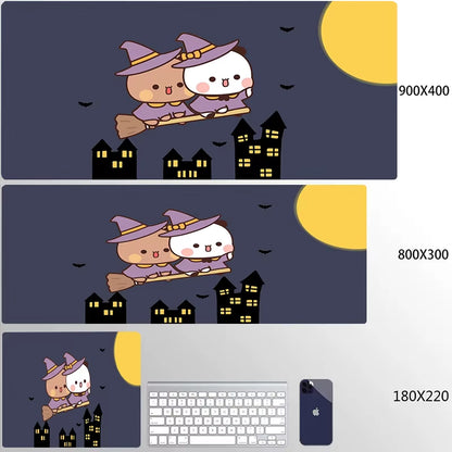 Kawaii Large Gaming Mouse Pad - Natural Rubber Desk Mat with Cute Bear Design for PC and Office Use