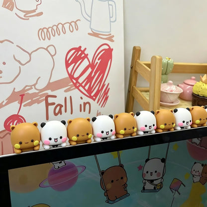 2 PCS Bubu and Dudu Bears Computer Decorations, Cute Cartoon Statue Bear Figurine for Notebook Cell Phone Office Desk Car Dashboard Decor