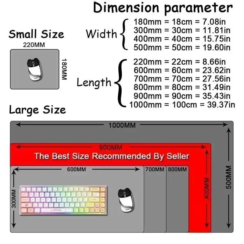 Kawaii Large Gaming Mouse Pad - Natural Rubber Desk Mat with Cute Bear Design for PC and Office Use