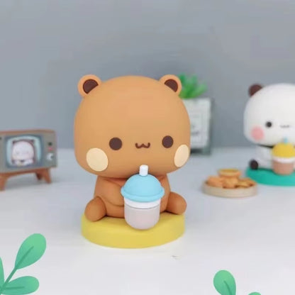 Cute Bubu Dudu Panda Bear Figure Kawaii Cartoon Panda Model Creative Exciting Spring Animal Car Ornaments