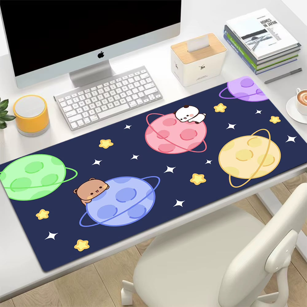 Kawaii Large Gaming Mouse Pad - Natural Rubber Desk Mat with Cute Bear Design for PC and Office Use