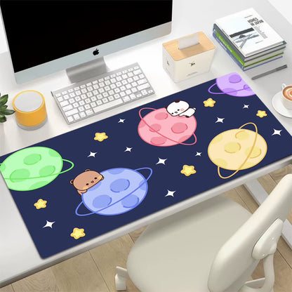 Kawaii Large Gaming Mouse Pad - Natural Rubber Desk Mat with Cute Bear Design for PC and Office Use