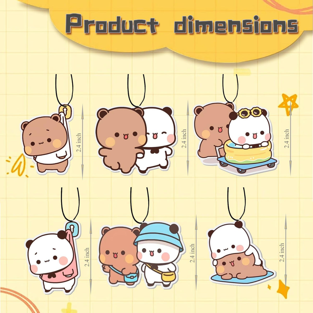 Bubu and Dudu Car Air Freshener Pad 6 Pcs,Car Accessories Mirror Decor Gift